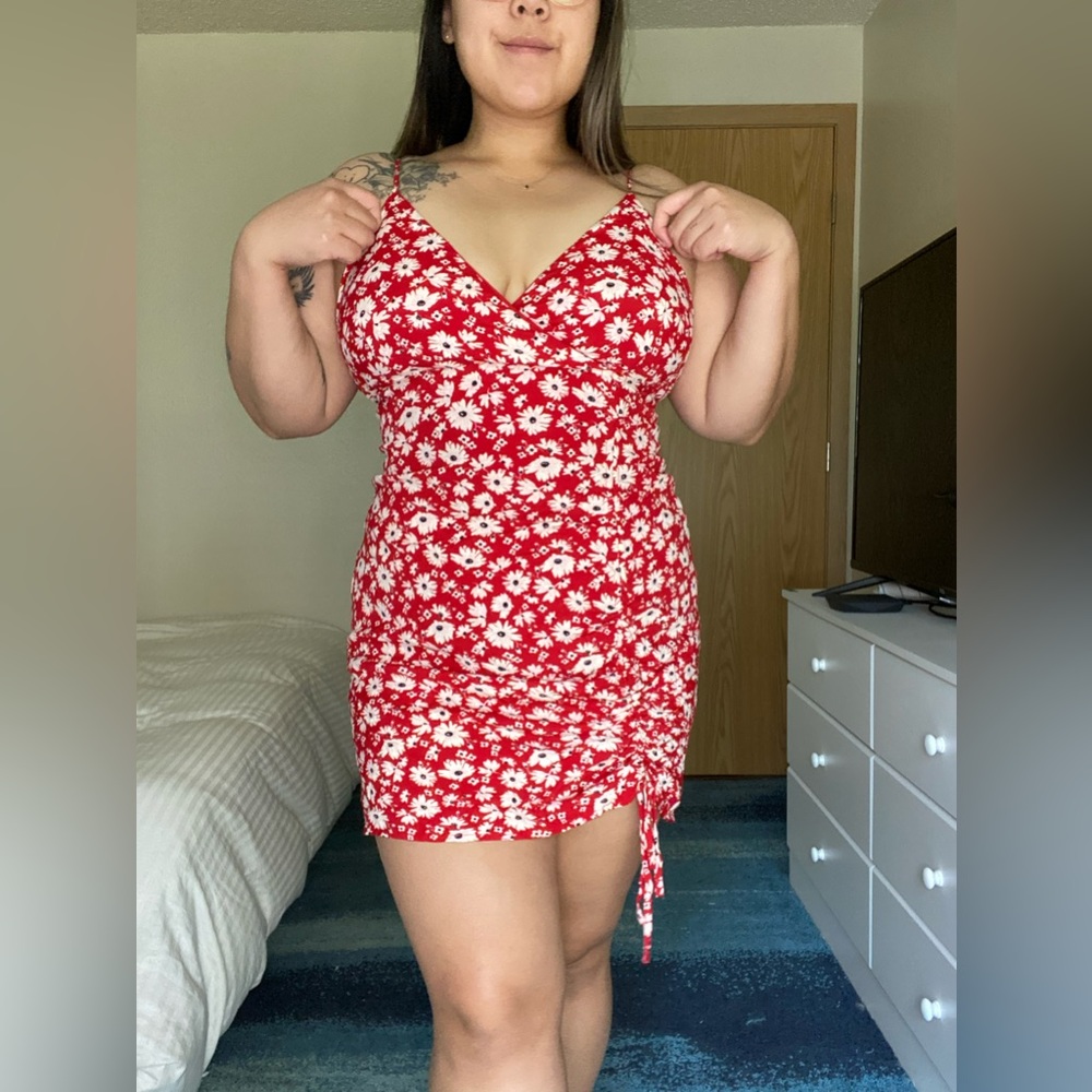 Blu Pepper Red Floral Cute Dress